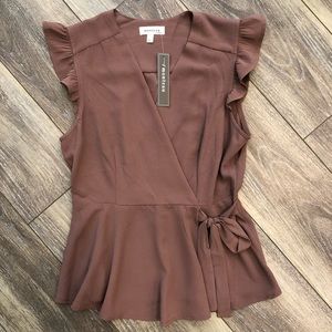 Short Sleeve Blouse with Bow-Tie Front